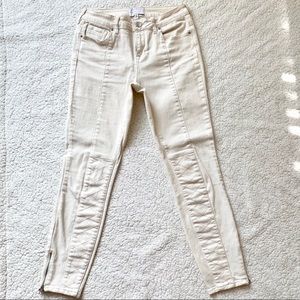 Off White Skinny Ankle Moto Jeans